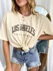 Женская футболка Los Angeles California Письмо на печать летняя модная винтаж Harajuku Hipster Casual Funny Tumblr Ulzzang Женская футболка 230508