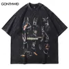 Herren T-Shirts Oversize Distressed T Shirts Hip Hop Vintage Doberman Dog Print Punk Rock Gothic T-Shirt Streetwear Harajuku Casual T-Shirt 230506