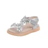 Sandals New Summer Girls Sandals Fashion Sequins Rhinestone Girls Princess Shoes Baby Girl Shoes Flat Heel Sandals Size 26-36