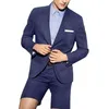Męskie garnitury Męskie Business Business Holiday Short Pants 2 sztuki Regularne dopasowanie Lapel Solid Prom Tuxedos na latem (Blazer Pants)