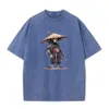 T-shirt da uomo Teschio Ninja Hip Hop Streetwear Uomo T-shirt in cotone 100% T-shirt oversize lavata T-shirt unisex estiva retrò Personalizzata 230508