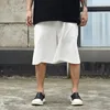 Shorts masculinos masculino linho de algodão solto perna larga larga masculino masculino punk hip hop reto preto branco calça curta