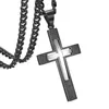 Chains Black Tone 316L Stainless Steel Cross Crucifix Pendant Necklace 6mm 18inch-36inch Curb Cuban Link Chain Jewelry