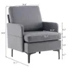 KTAXON FABRIC ARM 의자, 사이드 백이있는 현대 클럽 의자, 거실 침대 방을위한 중반기 악센트 의자 어두운 회색