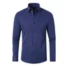 Men's Dress Shirts Solid Color Youth Men's Non-iron Business Long Designer Clothes Men Polyster Turn-down Collar