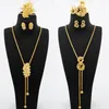 Brincos de colar definir jóias de ouro para mulheres forma ajustável de bracelete de cobre anéis de pulseira dubai jóias de casamento africano