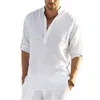 Męskie koszule męskie bluzka męska bawełniana bluzka bawełniana koszulka lniana luźna topy koszulka z długim rękawem wiosna jesień zwykłe przystojne koszule męskie 230506
