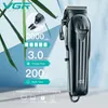 Tondeuse à cheveux VGR tondeuse à cheveux professionnelle Machine de coupe de cheveux coupe de cheveux réglable sans fil barbier tondeuse Rechargeable hommes LED affichage V-282 230508