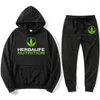 Herrspårar Herbalife Nutrition 2 Pieces Set Tracksuit Men Hooded Sweatshirt Pants Pullover Hoodie Sportwear Suit Ropa Hombre Clothes