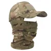 Cappelli da esterno Tattiche militari con cappuccio Berretto da baseball dell'esercito Uomo Summer Snaps Cappello da sole Outdoor Camouflage Baraklava Mezza maschera da sci 230506