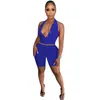 Women's Tracksuits Sexy Knitted Two Piece Tight Set Women Button Up Short Corset Tank Tops And Shorts Turndown Collar High Waist Club Outfit