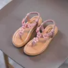 Sandals Summer New Children's Fashion Soft Sole Floral Shoes Girls' Solid Elastic Strap Sandals