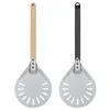 Baking Moulds Pizza Turning small Pizza Peel Paddle Short round Pizza Tool Non Slip wooden Handle 7 8 9 inch Perforated Pizza Shovel Aluminum 230506