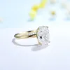 Solitaire ring Kuololit 3.5CT Crushed Ice Oval 18k 14k gele gouden ring voor vrouwen D VVS Solitaire Ring voor verlovingsfeestje bruiloft 230506