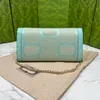 2023 Ophidia 여성 긴 지갑 럭셔리 디자이너 핸드백 골드 체인 분리 가능한 가방 레이디스 더블 zip 여행 지갑 지키 동전 지갑이있는 녹색 상자 19.5cm
