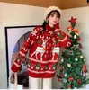 Camisolas femininas Vintage Women Pullover Winter Christmas Elk Jumpers Merry Loose Knitwear Sweater Casual