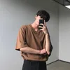 Heren t shirts zomer mannen Korean mode v nek korte mouw shirt vaste kleur losse paren all-match zakelijke casual kleding harajuku