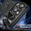 Slim Ring Kickstand Telefonfodral för iPhone 14 Pro Max Plus 14Plus Armor Hybrid Sliding Camera Protect Cover Magnet Car Holder Fashion Shell