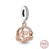 925 Sterling Silver Charms för Pandora smycken pärlor rosguldrosa tusensköna charms passar originalpärlor