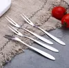 Silver Stainless Steel Fruit Forks Small Two-tooth Salad Dessert Cake Fork Flatware Fruits Ice Cream Forks Metal Vegetables Prod SN4150