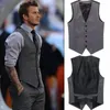 Mäns västar 2023 Single Breasted Grey Suits For Men Wedding Groom Tuxedo One Piece Custom Male Waistcoat European Size Man Fashion