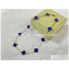 Pendanthalsband Luxury Van Brand Clover Designer 18K Gold Cross Chain Blue Stone 15mm 4 Leaf 10 Flower Choker Halsband Nice Party OT7IK