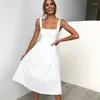 Casual Kleider Sexy Spaghetti Strap Backless Rotes Kleid Frauen 2023 Sommer Schlank Strand Patry Weiß Midi Frau Für Robe Femme