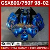 Corpo para Suzuki Metal Blue GSXF750 GSXF600 KATANA GSXF 600 750 CC 600CC 750CC 1998 1999 2000 2001 2002 169NO.28 GSX750F GSXF-600 GSXF-750 GSX600F 98 99 00 02 02