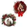 Decorative Flowers Christmas Nativity Holy Family Wreath With Artificial Berries Greenery Bow Jesus Christ Hanging Garland Xmas Front Door