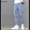 Herr jeans jeans män retro blå elastisk hiphop streetwear lös passform harem byxor lappade casual denim män jeans byxor cowboys byxor z0508