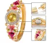 ساعة معصم ملونة Cloisonne Hollow Bangle Watch المجوهرات الصينية مينا مرعوبة من الذهب مسكنة المجوهرات معصم المعصم هدية
