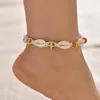 Anklets Böhmen Faux Shell For Women Fashion Pärlade flätade ankelarmband strandfot kedja tillbehör smycken vän gåvor