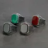 Anello solitario Turchia Gioielli Anello nero Uomo leggero 6g Vero argento sterling 925 Anelli da uomo Agata naturale Pietra Vintage Cool Fashion 230509