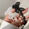 Colares pendentes brincalhões garotas de veludo preto de veludo preto saia de borboleta garçol de gargantilha estudante de clavícula Chain Chain Jóias de fada do colar de colar