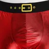 Caleçons hommes cadeau de noël métallisé brillant ouvert BuShorts élastique large ceinture renflement poche boxeurs flanelle coupe sous-vêtements