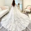 Modern Off The Shoulder Ball Wedding Dresses Bridal Gown 3D Flowers Lace Appliques Long Train Vestidos De Novia With Cape Sleeve 326 326