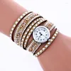 Armbanduhren 100pcs/lot 916917 keine Firmenzeichen-volle Kristallverpackung um lederne Uhr-Art- und Weiselange Bügel-Eleganz-Dame Wristwatch Quartz Casual