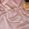 Pendant Necklaces Origin Summer Fashion Faux Pearl Chunky Link Chain Necklace For Women Minimalist Gold Color Wide Curb Coin Chokers