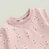 Zestawy odzieży 0-18m Baby Girls Activewear Strój kwiecisty nadruk długi rękaw Bluza bluzy i rozciąganie