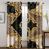 Curtain 3D Print Modern Gold Lion 2 Pieces Thin Shading Polyester Window Curtains For Living Room Bedroom Home Decor Hook