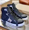 Top Brand High-Top Custom 2.zero Sneakers Shoes With Contrastering Detales Calfskin blandat materialt läder Män gummisulan Män lyx varumärke skateboard gångskor