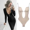 Womens Shapers Sexy Full Bodyshaper Bra Women Deep V Convertible Thong Shapewear Backless Invisible Push Up Underwear Slimming Bodysuit 230509