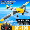 Elektrik/RC Uçak Uzaktan Kumanda Uçak BF109 2.4GHz 4CH 400mm Kanat açıklığı Bir Anahtar U-Dönüş Aerobatik RC Düzlem RC Savaş Kuşları Hediye Oyuncakları 761-11 230509