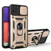 Telefoonhoesjes voor Samsung Galaxy A12 A22 A32 A42 A52 A11 A21S A31 A51 A71 4G 5G met 360 ° Roterende Standstand Ring Car Montage Dubbele laag Schuifcamera Beschermingsafdekking