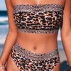 Women's Swimwear Leopard Print Bikini Swimsuit Summer Tube Top European And American High Waist Sexy Two Piece WomenWomen's