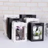 Gift Wrap Marble Design Paper Handbag White Clear PVC Window Palstic Bag Flower Packing Exhibition Bags 100pcs/lot