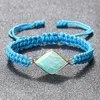 Link Bracelets Agates Hangdoek Bracelet Gepersonaliseerde vrouwen Men Blue String Verstelbare Braided Bangles Handgemaakte charme Yoga -sieraden Souvenir