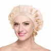 Neue, extra große, mit Satin gefütterte Mützen für Frauen, breites, elastisches Bindeband, seidige Kopfbedeckung, verstellbare Bänder, Turban, Nachtschlafmütze