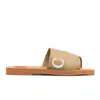 designer Woody sandaler berömda designer kvinnor Mules platta diabilder Ljusbrun beige vit svart rosa spets Bokstäver Tyg canvas tofflor damskor