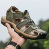 Sandalen heren sandaal echte lederen mannen schoenen voor zomer groot formaat buiten wandelschoenen mannelijke sandalen man slippers plus maat 230509